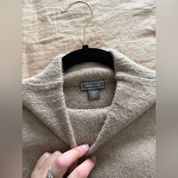 Alpaca and merino wool blend Women's Tan Sweater - Picture 4 of 5